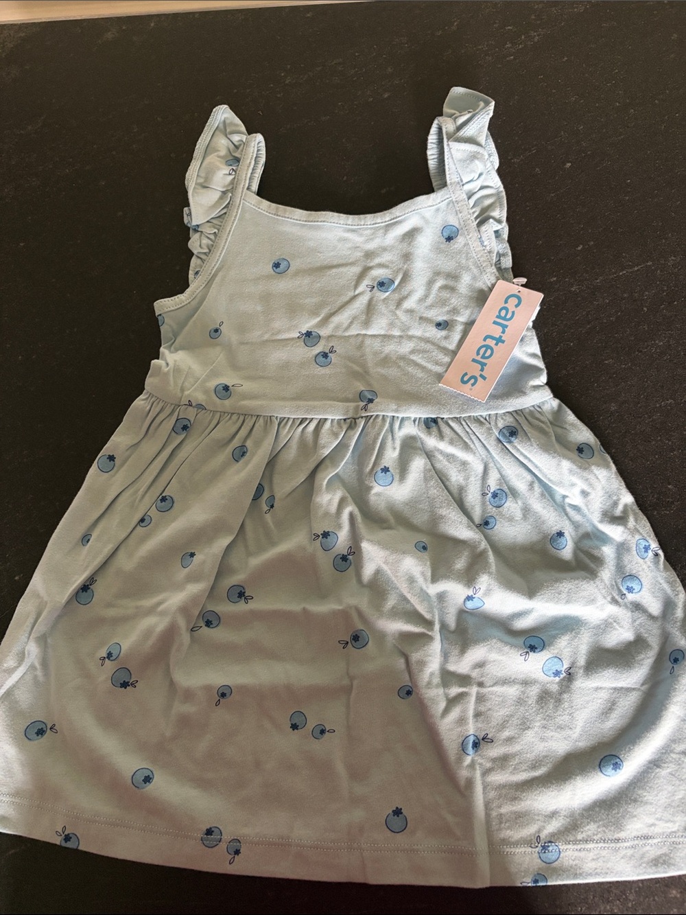 Carter's Girls Light Blue Blueberry Ruffle Strap Dress
